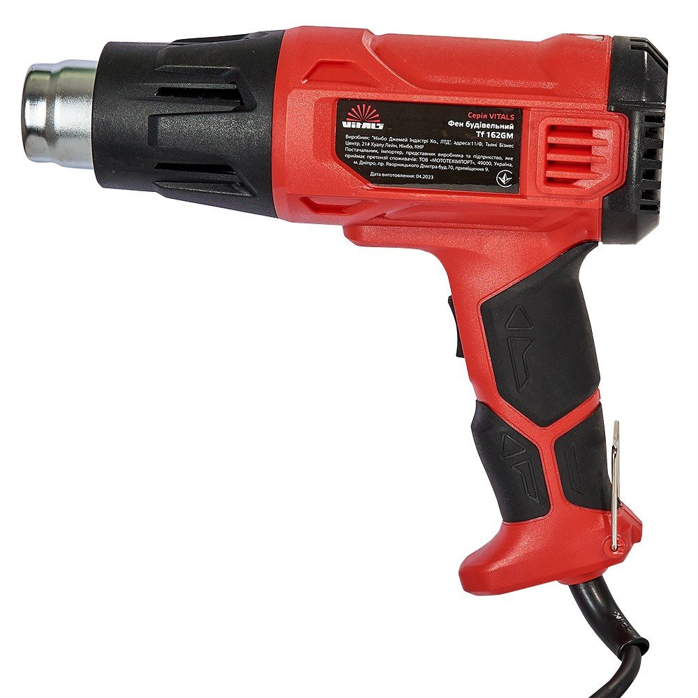 Будівельний фен Vitals Tf 162GM, 1600 Вт, 380/500 °C, чотири насадки, фото 1