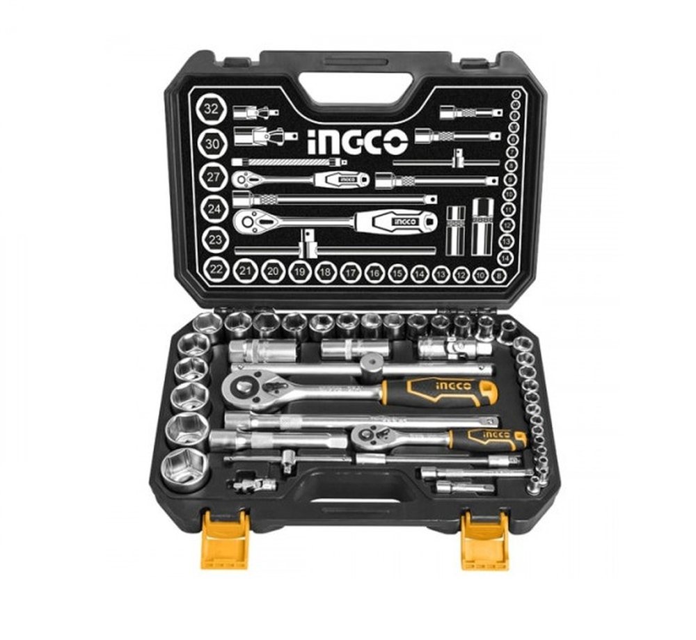 Набір торцевих головок INGCO HKTS42441, 1/4″ і 1/2″, 44 предмети, фото 1