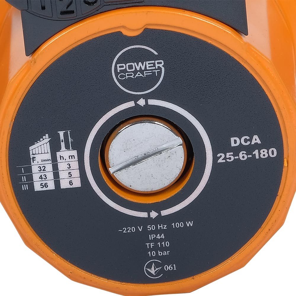 Циркуляційний насос Powercraft DCA 25-6-180, до 6 м, 100 Вт, із гайками, фото 1