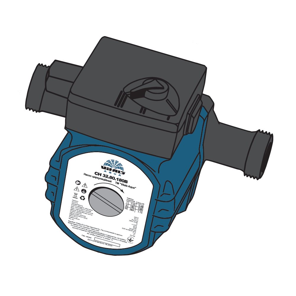 Циркуляційний насос Vitals Aqua CH 32.80.180B, до 8 м, 8 м³/год, із гайками, фото 1
